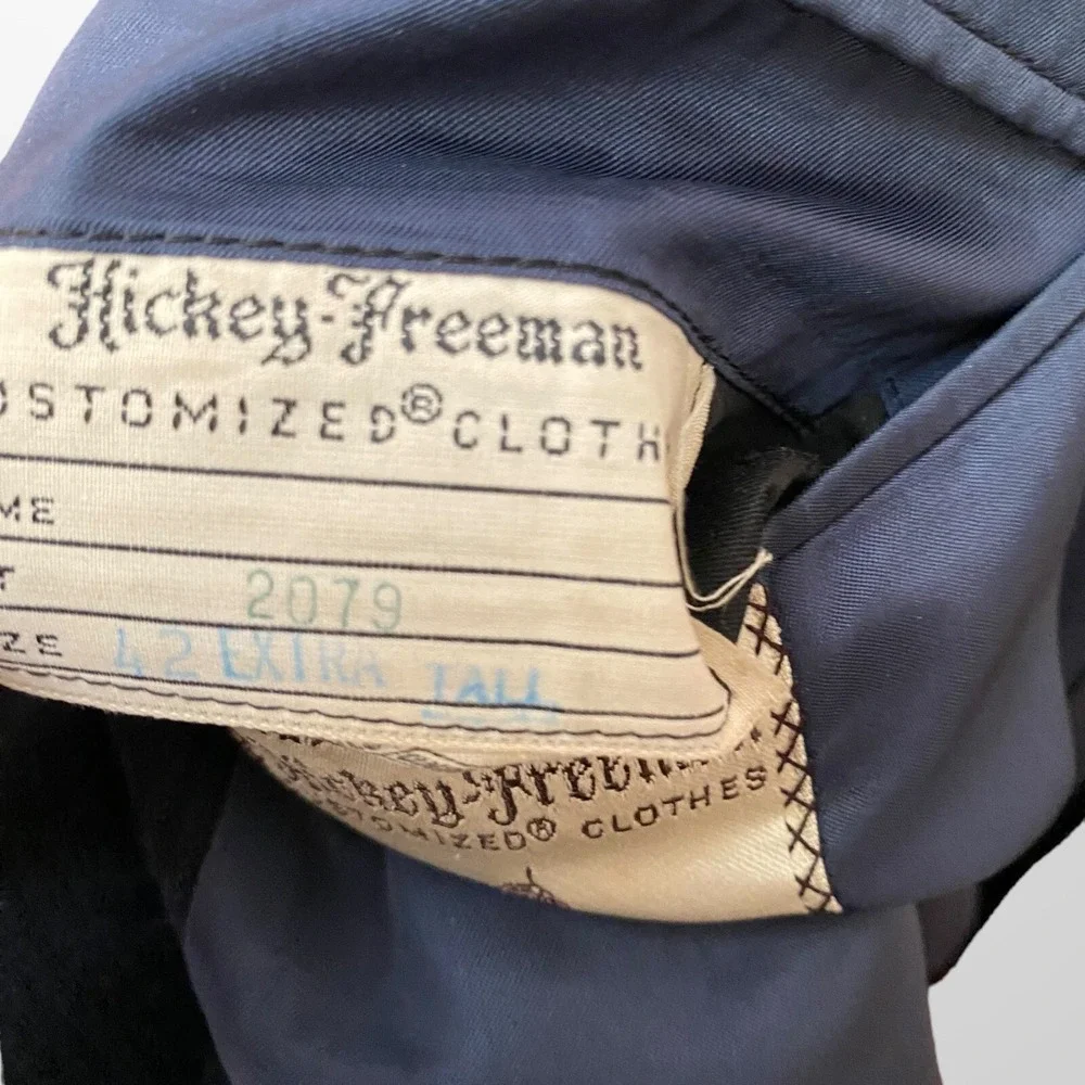 Vtg Hickey Freeman Black Bespoke Wool Sport Coat Mens 42 X‎ Long Suit Blazer